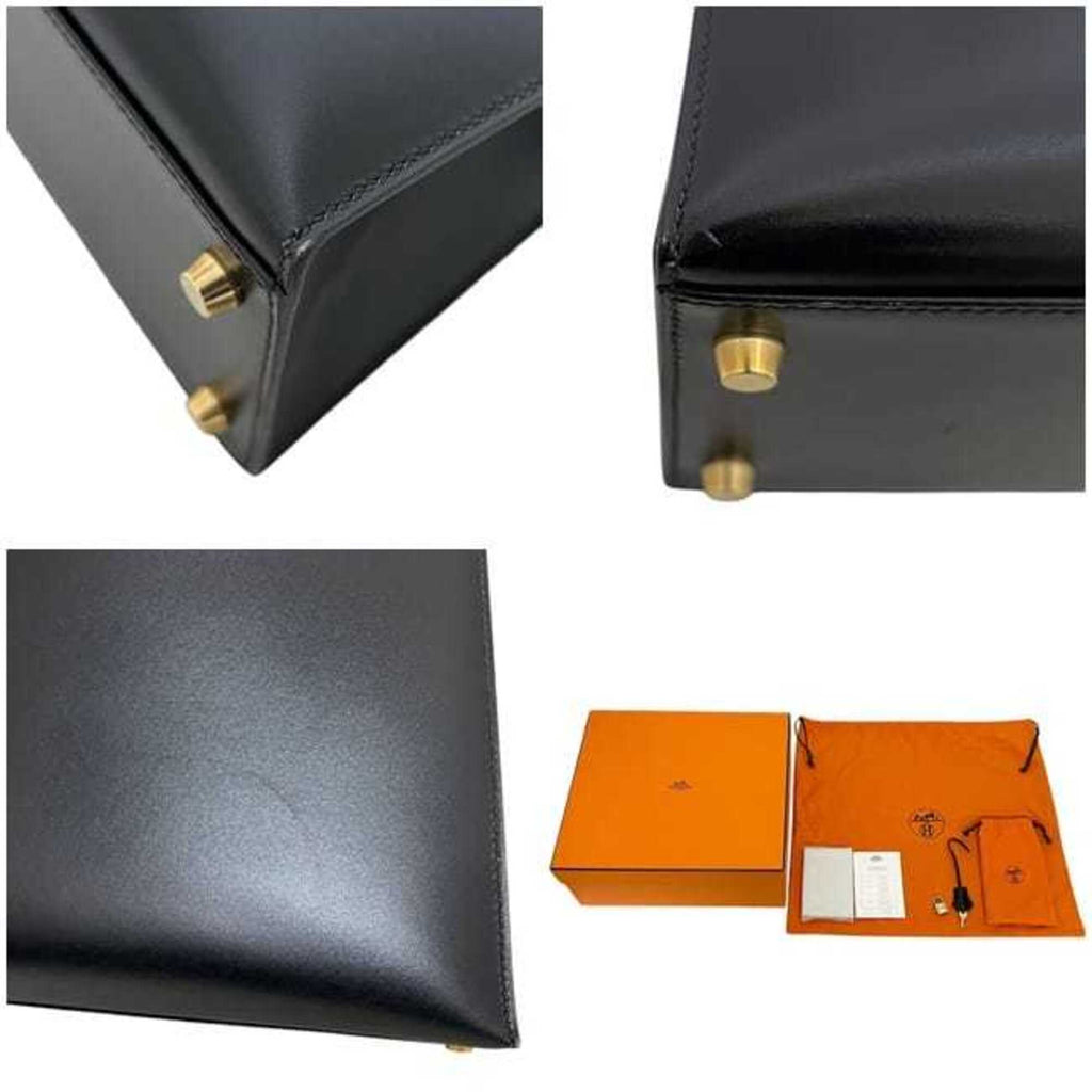 Kelly Handbag Black Box Calf with Gold Hardware 32