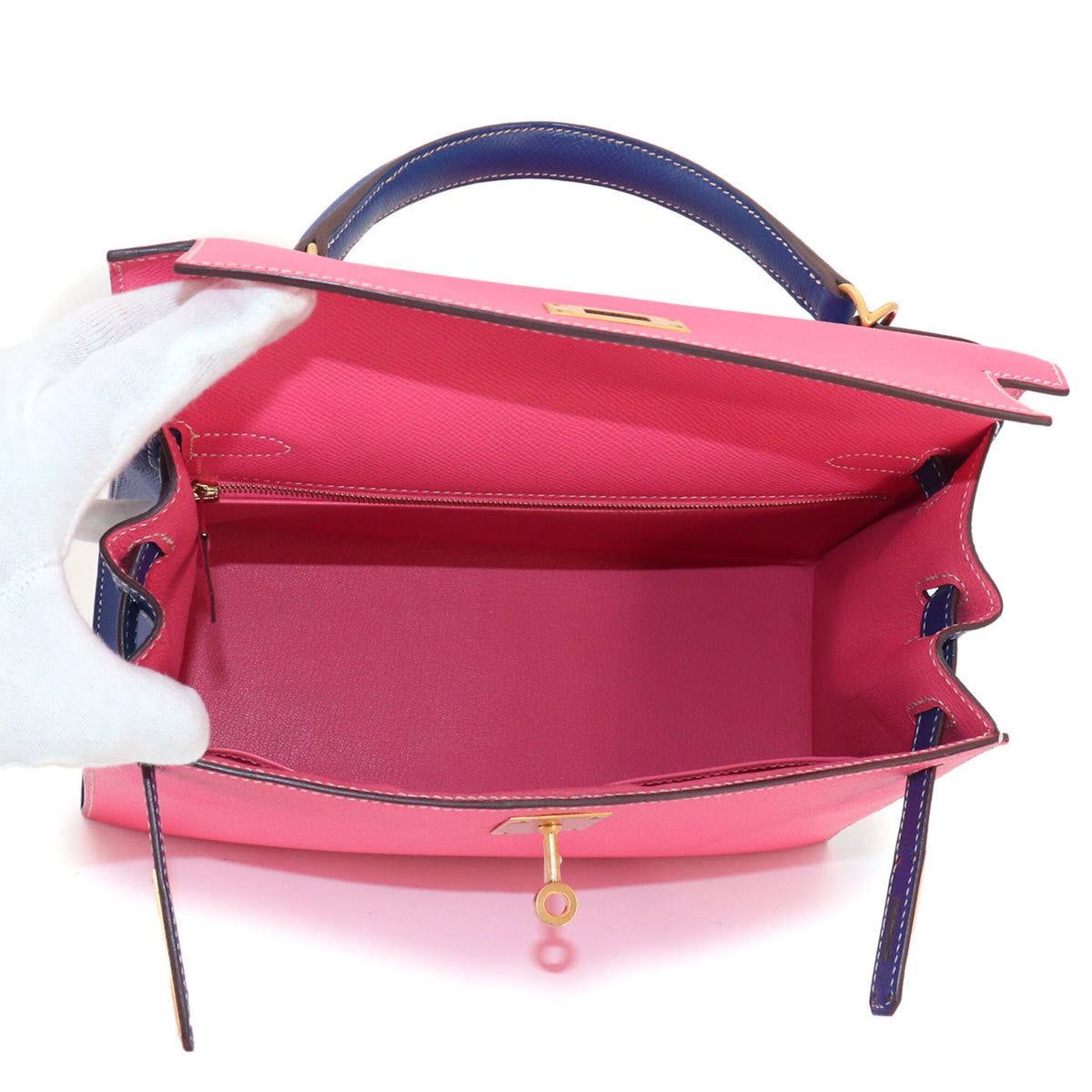 Kelly Handbag Bicolor Epsom with Brushed Gold Hardware 28