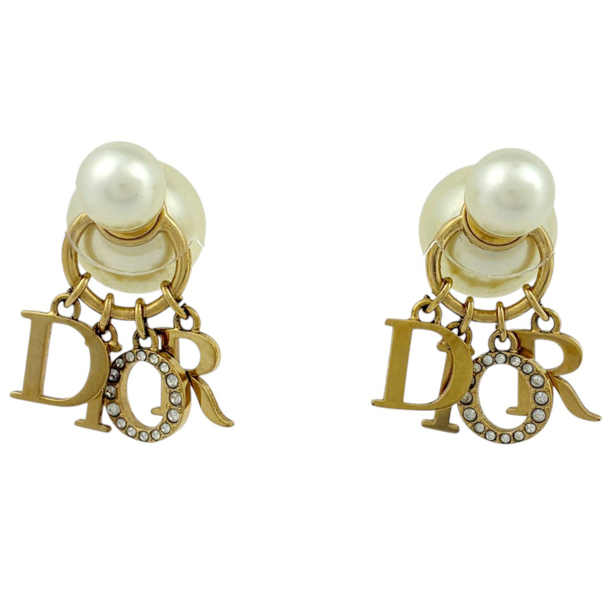 Pearl Earrings Metal and Rhinestone