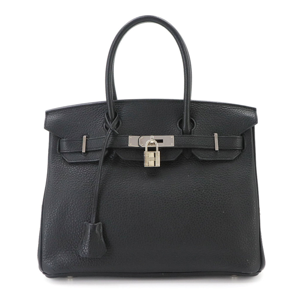 Birkin Handbag Black Clemence with Palladium Hardware 30