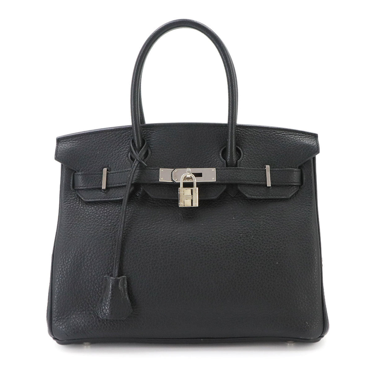 Birkin Handbag Black Clemence with Palladium Hardware 30