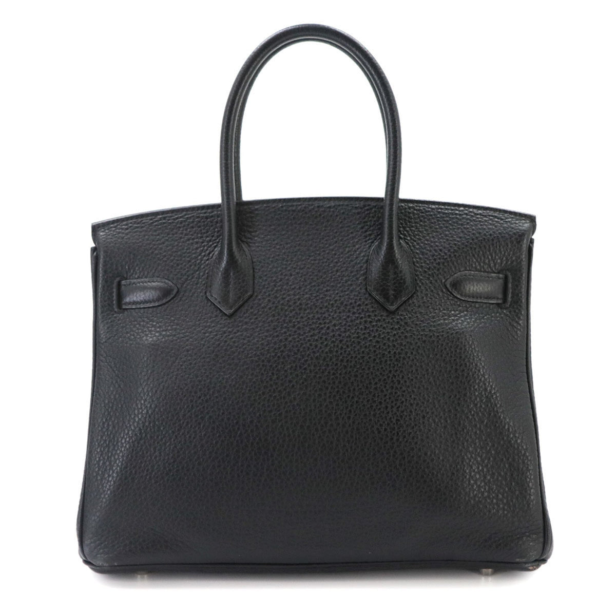 Birkin Handbag Black Clemence with Palladium Hardware 30