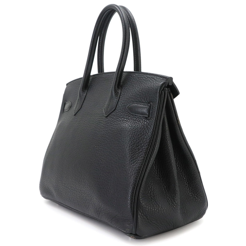 Birkin Handbag Black Clemence with Palladium Hardware 30