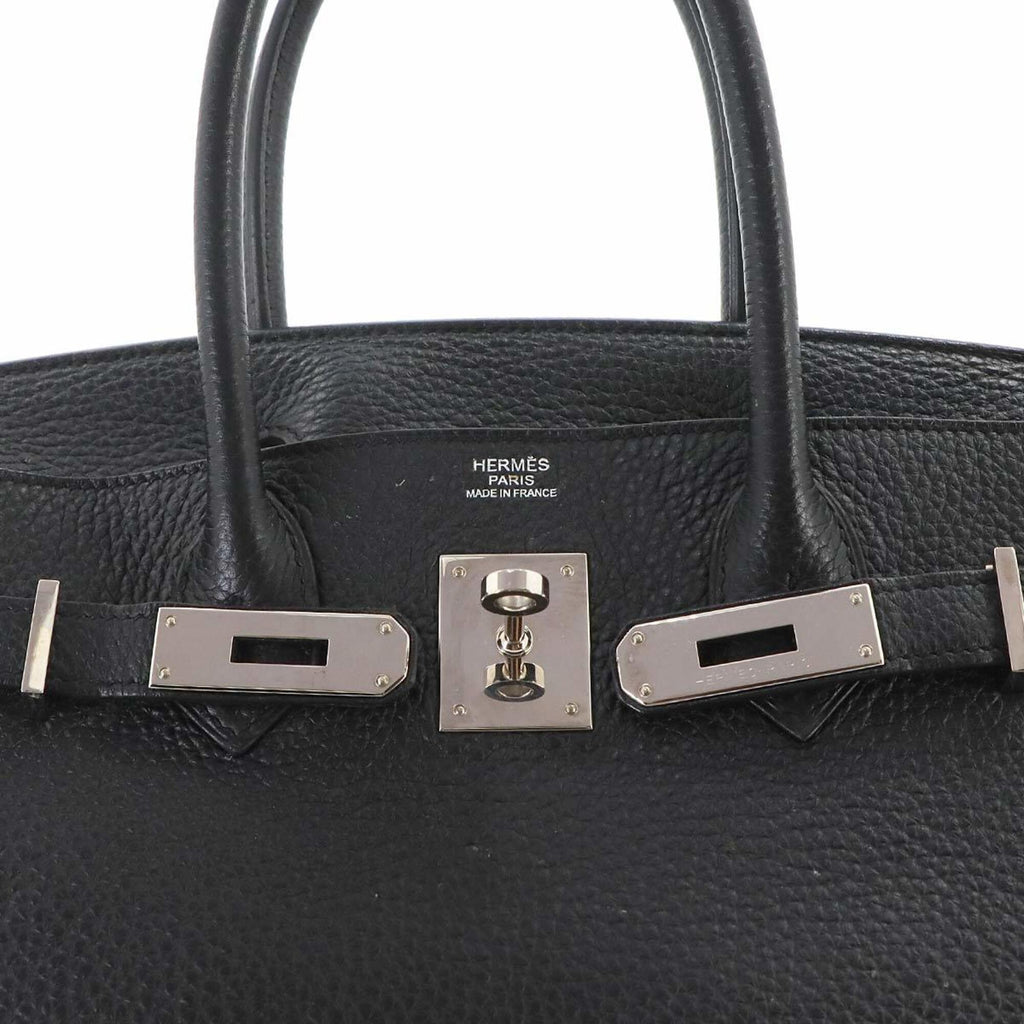 Birkin Handbag Black Clemence with Palladium Hardware 30