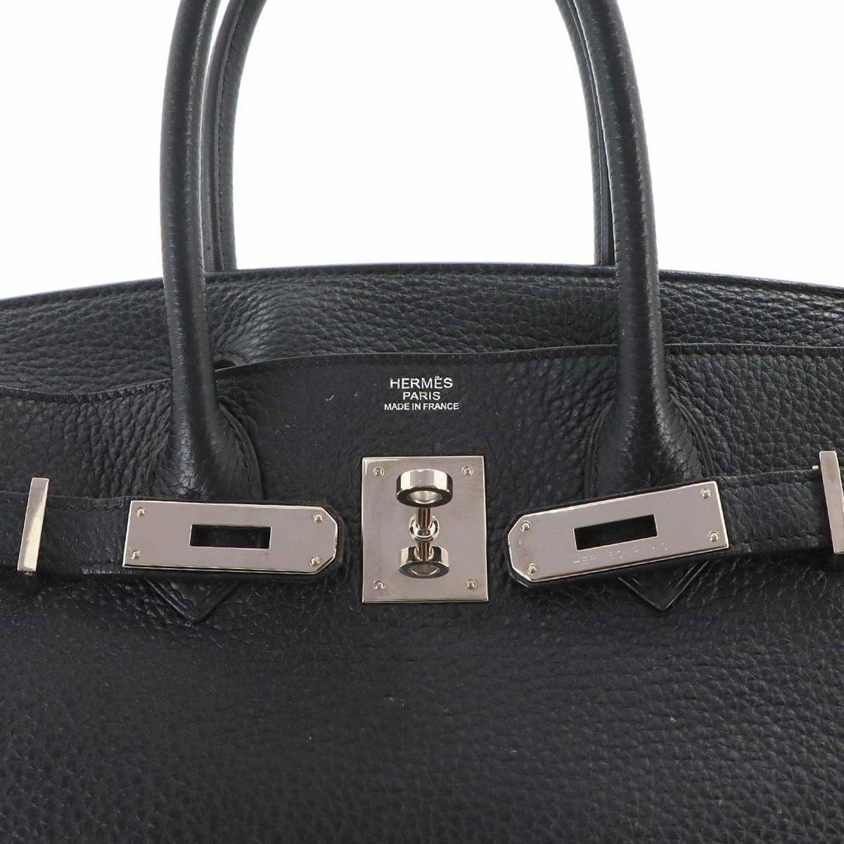 Birkin Handbag Black Clemence with Palladium Hardware 30