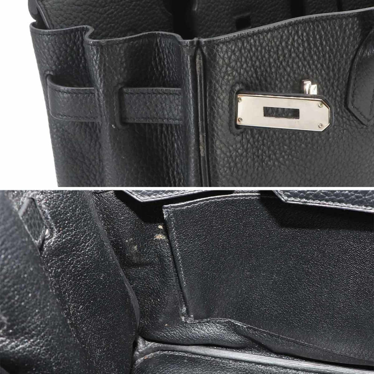 Birkin Handbag Black Clemence with Palladium Hardware 30