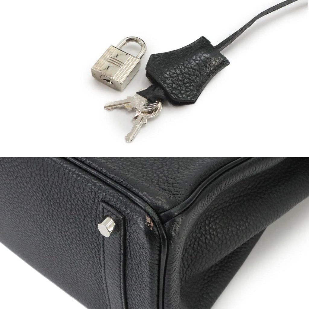 Birkin Handbag Black Clemence with Palladium Hardware 30
