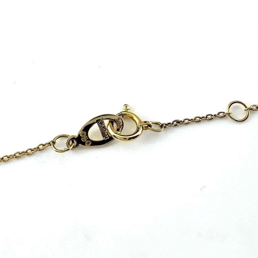 Ribbon Motif Pendant Necklace 18K Yellow Gold with Diamond