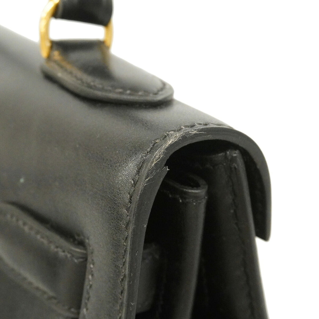 Kelly Handbag Black Box Calf with Gold Hardware 32