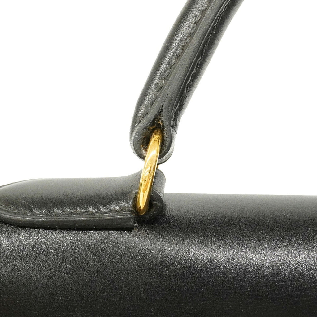 Kelly Handbag Black Box Calf with Gold Hardware 32
