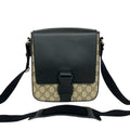 Buckle Flap Messenger Bag GG Coated Canvas with Leather Medium