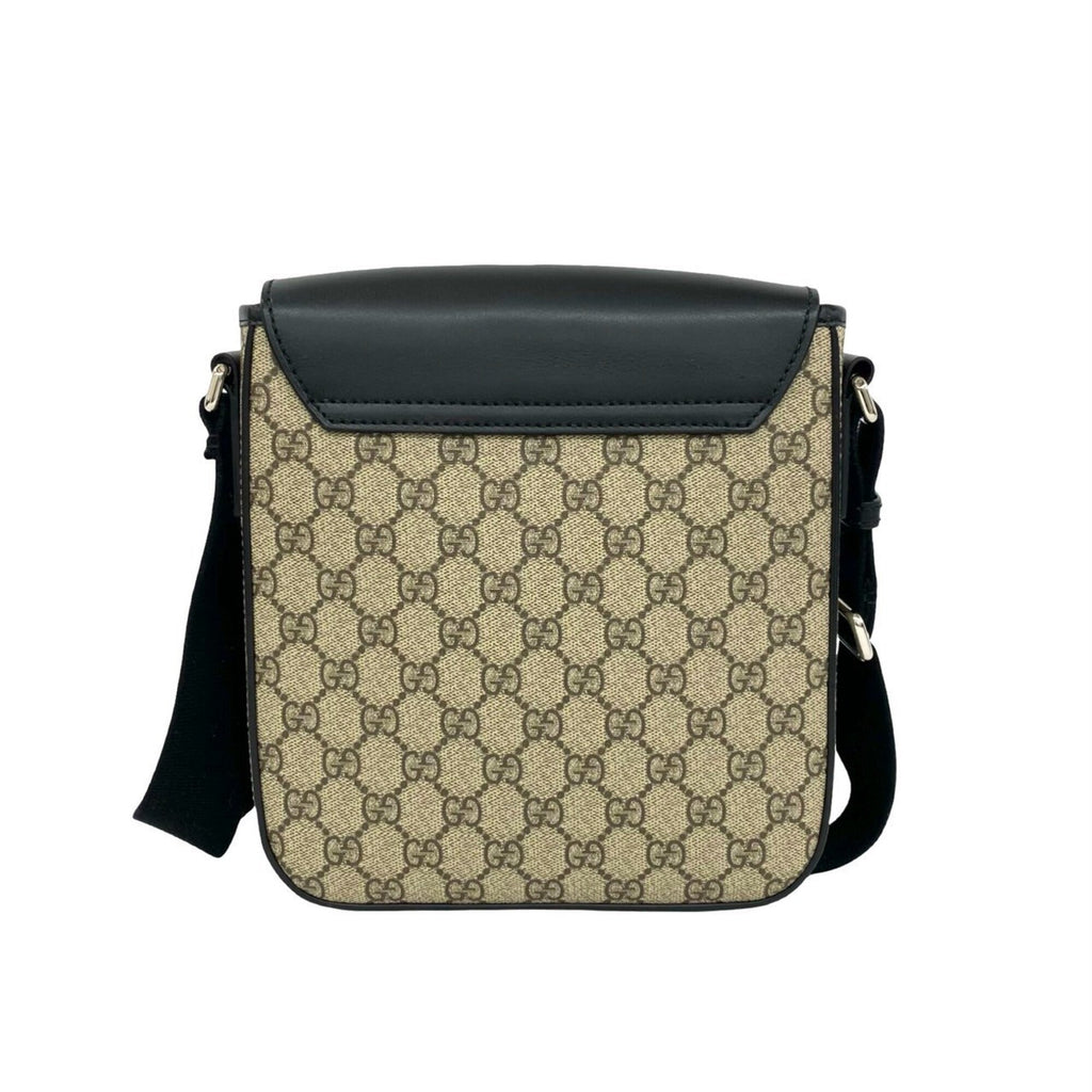 Buckle Flap Messenger Bag GG Coated Canvas with Leather Medium