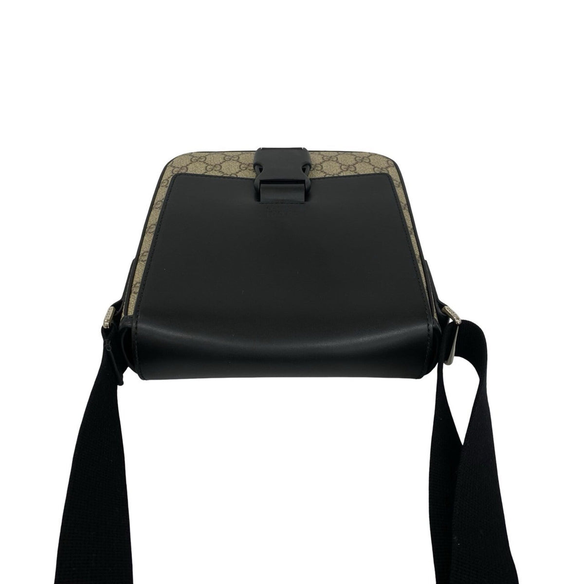 Buckle Flap Messenger Bag GG Coated Canvas with Leather Medium