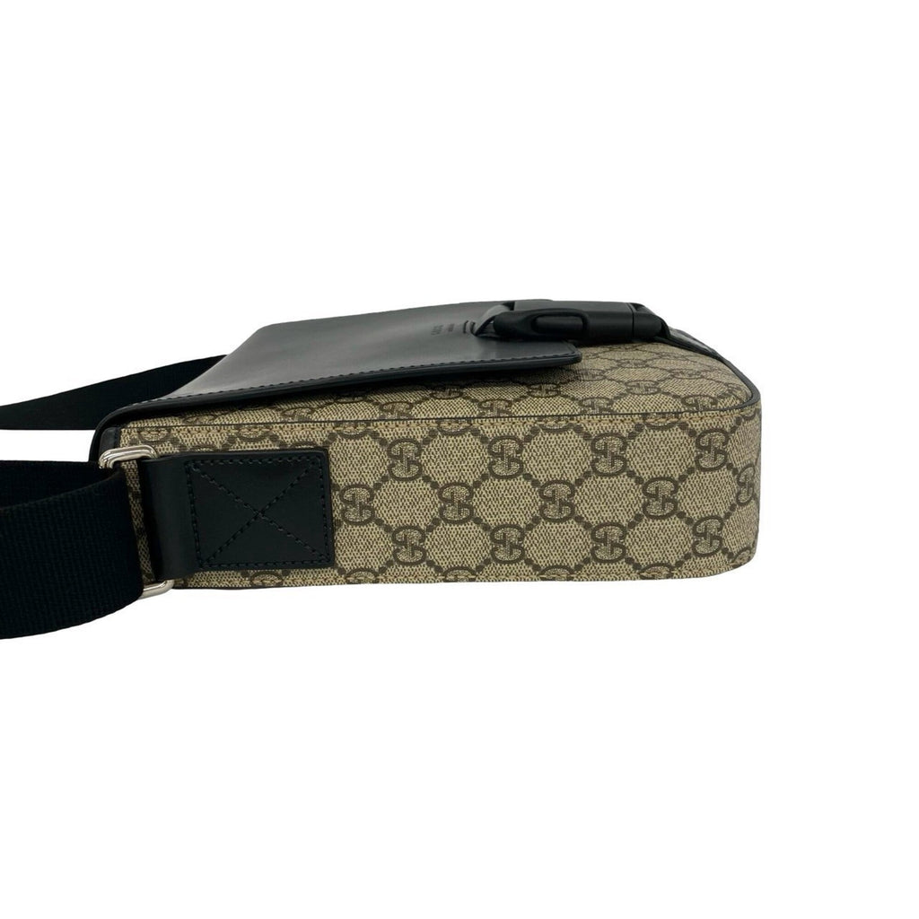 Buckle Flap Messenger Bag GG Coated Canvas with Leather Medium