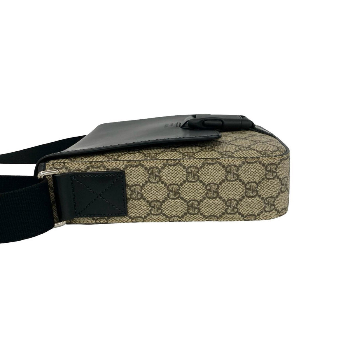Buckle Flap Messenger Bag GG Coated Canvas with Leather Medium
