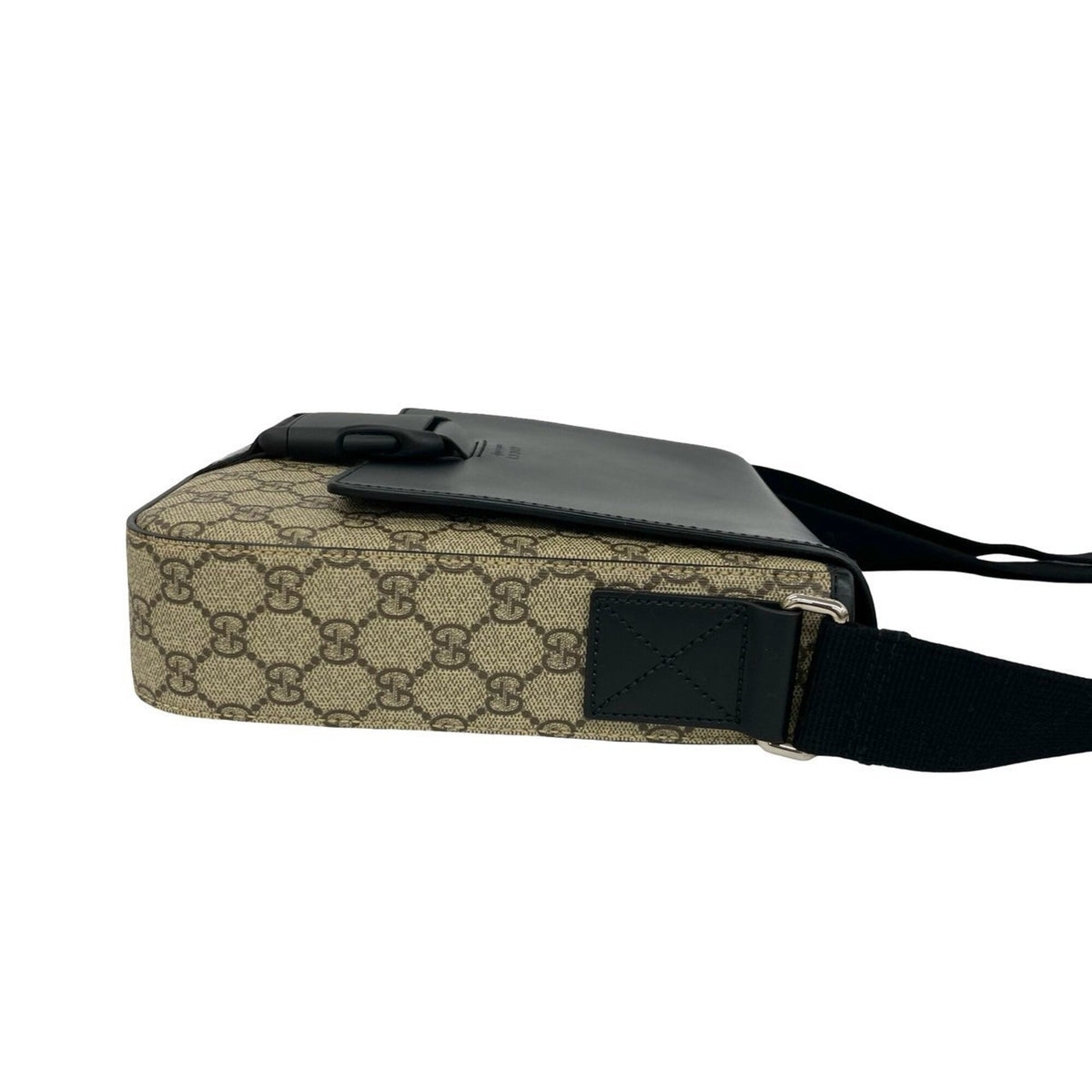 Buckle Flap Messenger Bag GG Coated Canvas with Leather Medium