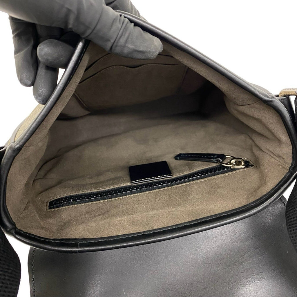 Buckle Flap Messenger Bag GG Coated Canvas with Leather Medium