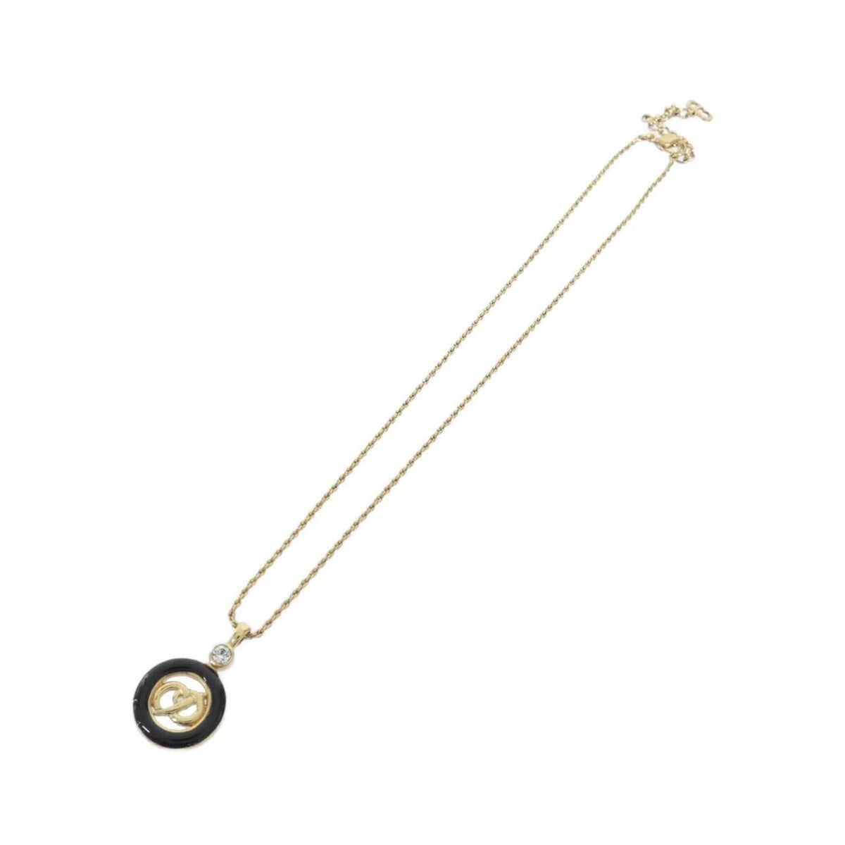 Pendant Necklace Black and Clear and Gold