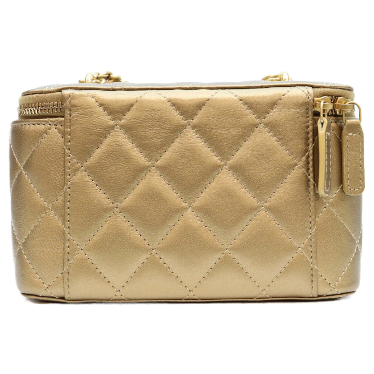 All Slide Long Vanity Case with Chain Quilted Lambskin Small