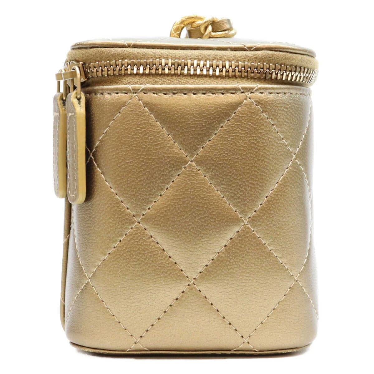 All Slide Long Vanity Case with Chain Quilted Lambskin Small