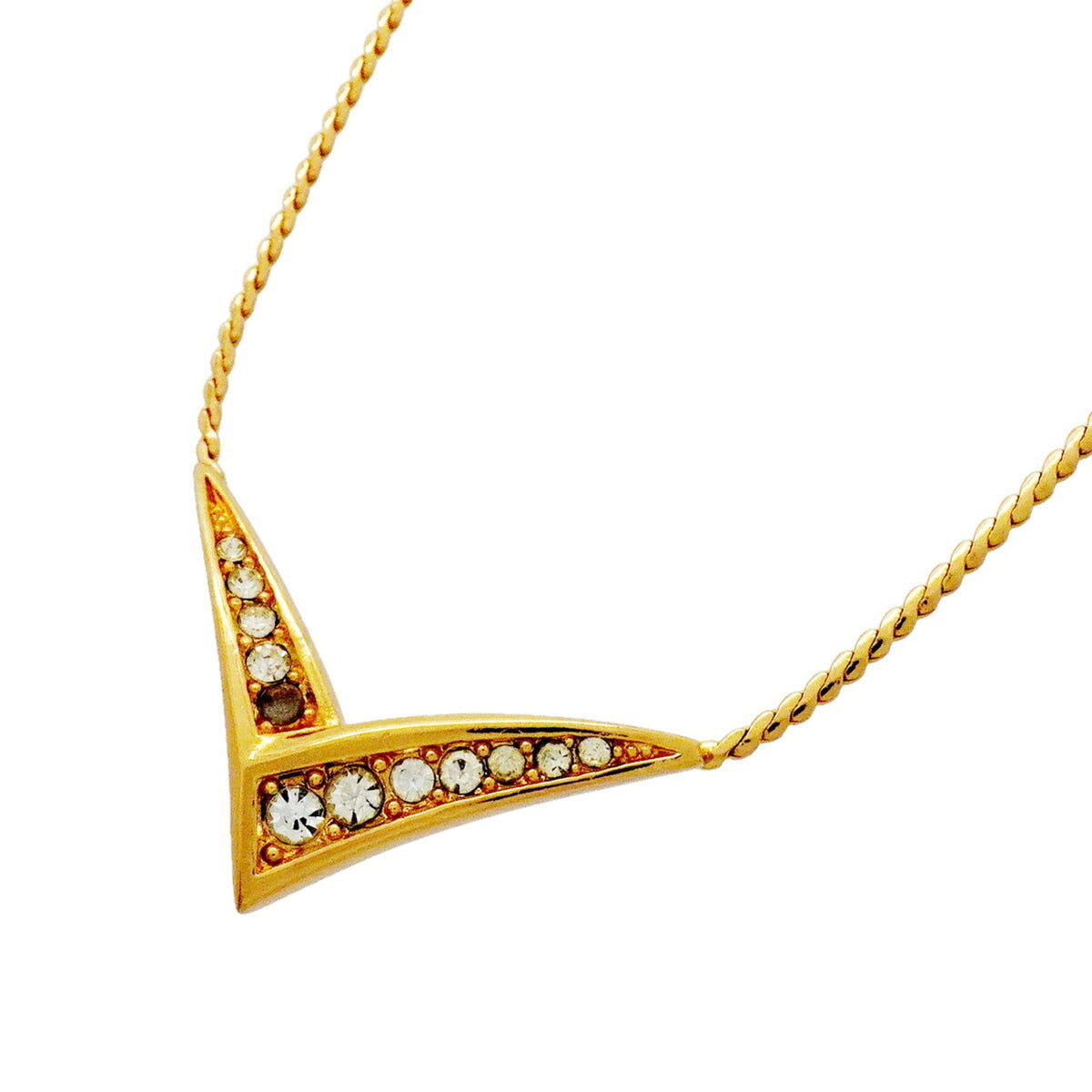 Pendant Necklace Gold and Rhinestone