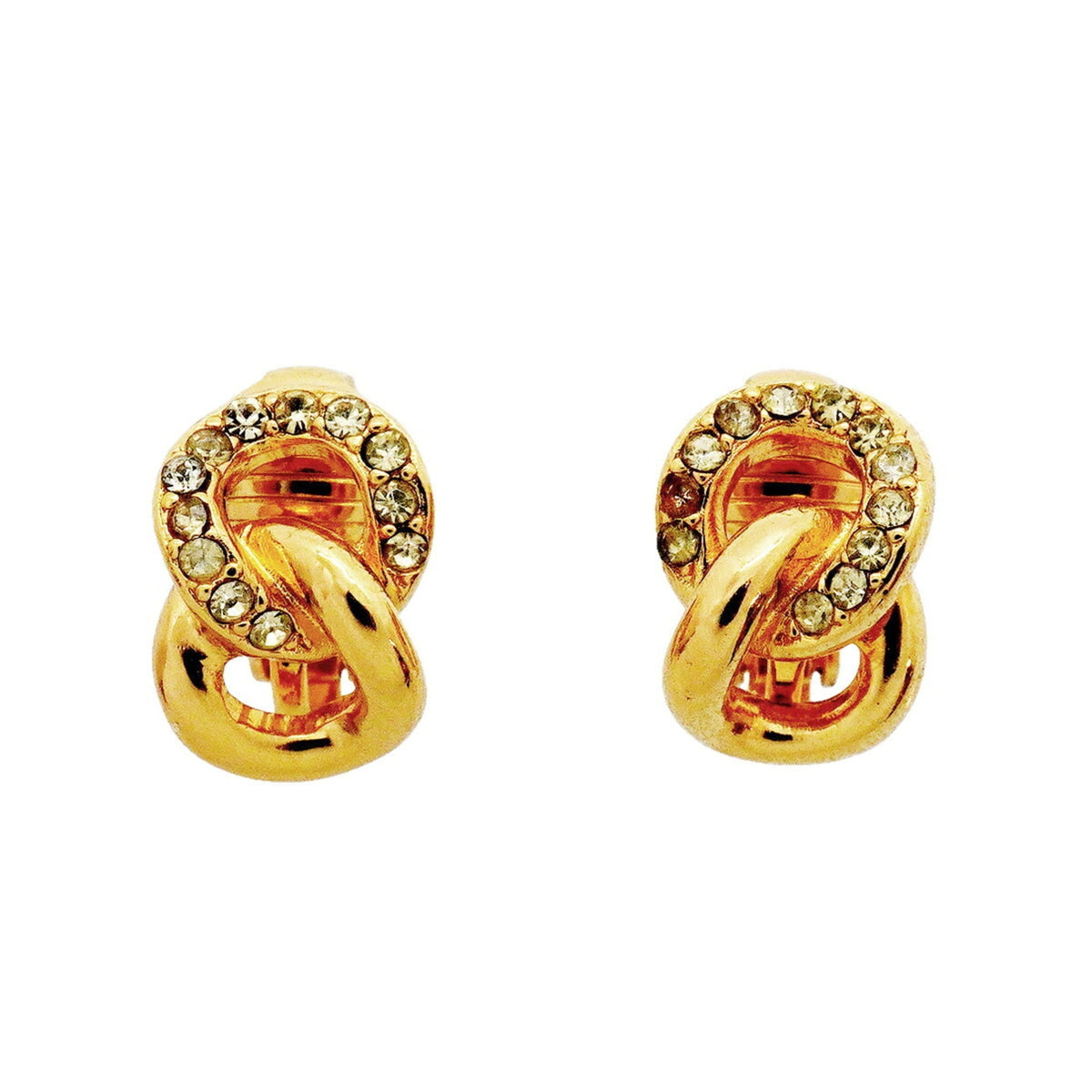 Rhinestone Clip-On Earrings Gold and Rhinestone