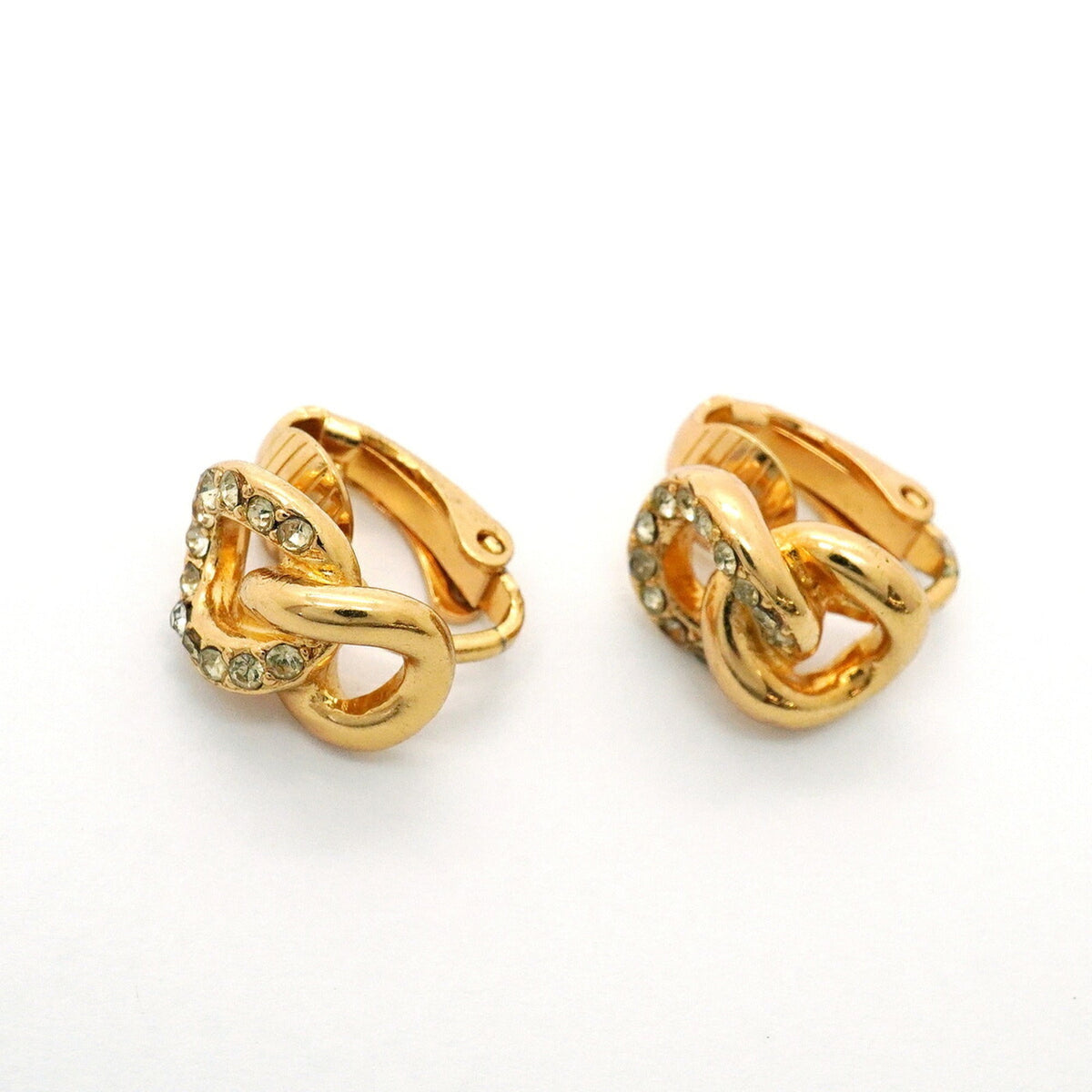 Rhinestone Clip-On Earrings Gold and Rhinestone