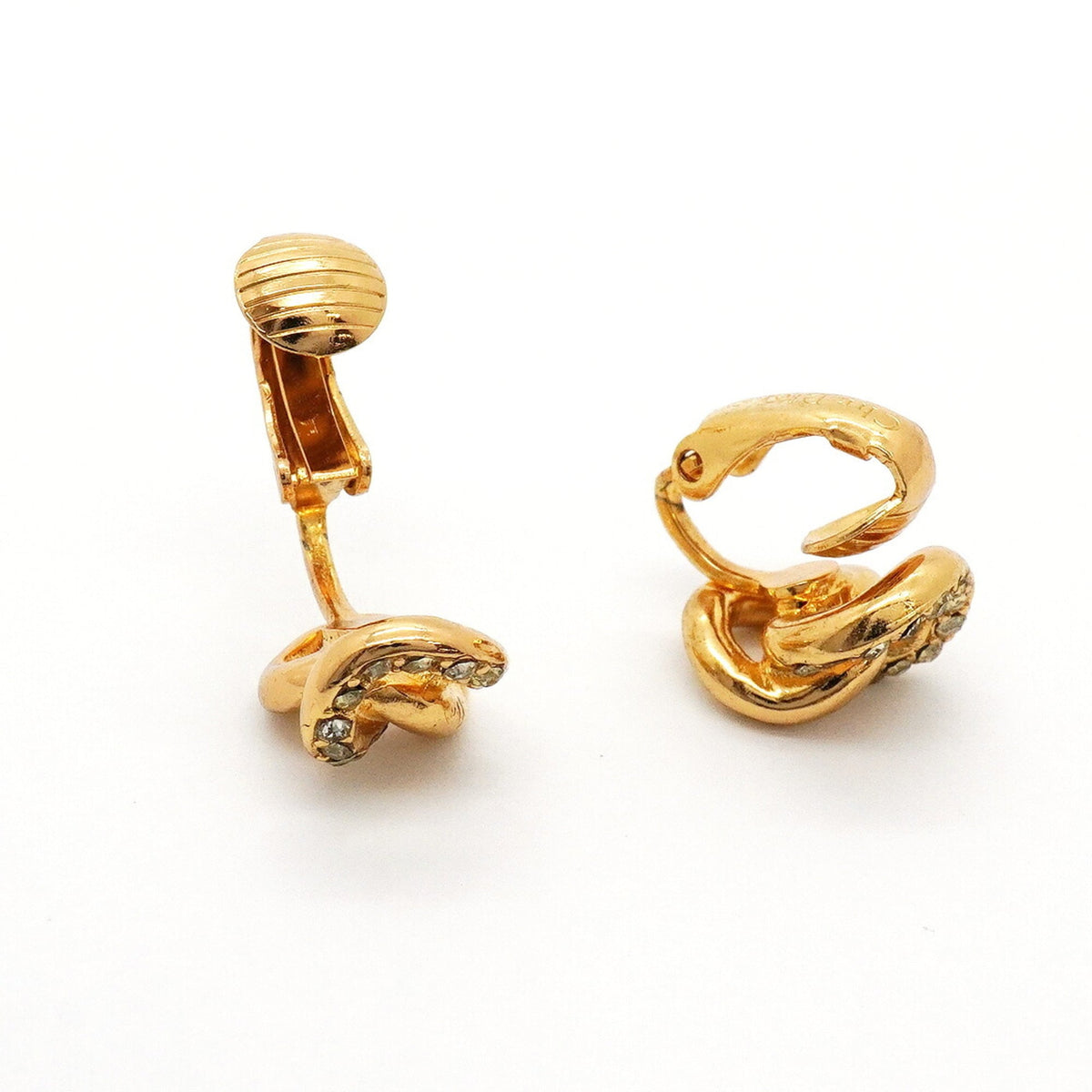 Rhinestone Clip-On Earrings Gold and Rhinestone