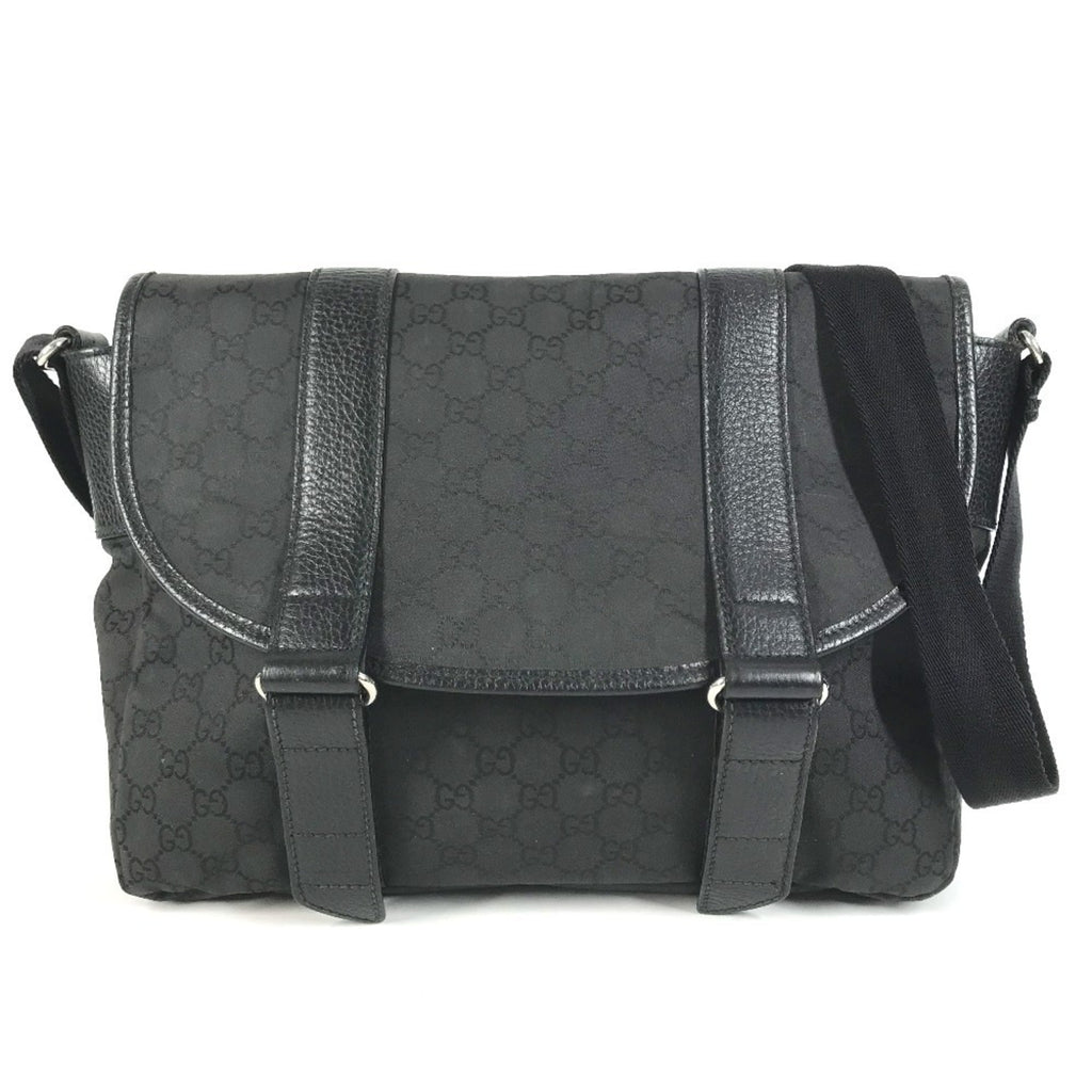 Double Belt Flap Messenger GG Canvas with Perforated Leather Medium