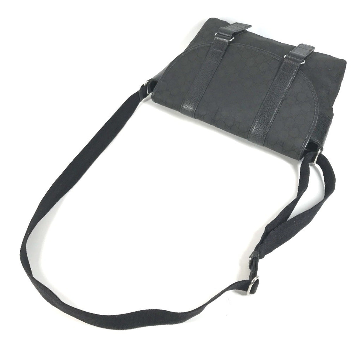 Double Belt Flap Messenger GG Canvas with Perforated Leather Medium