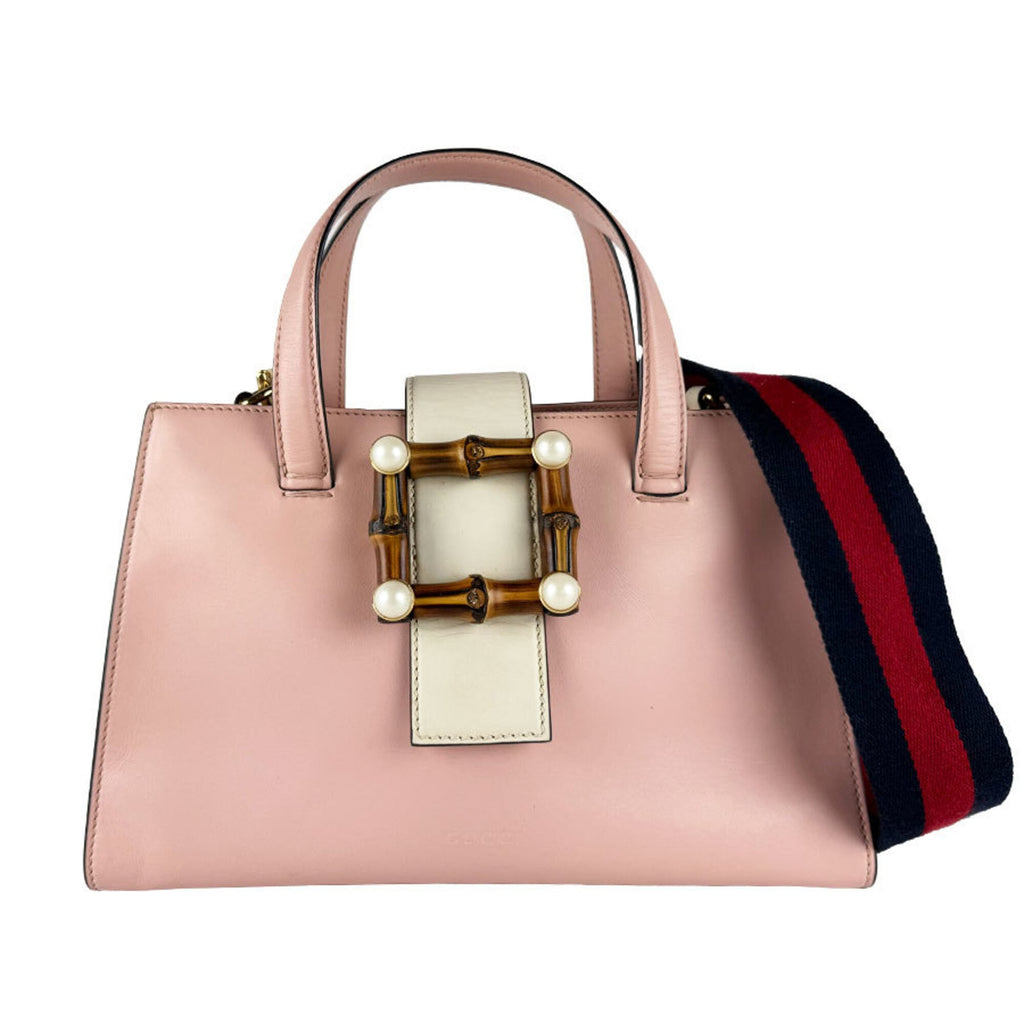 Bamboo Buckle Tote Leather Small