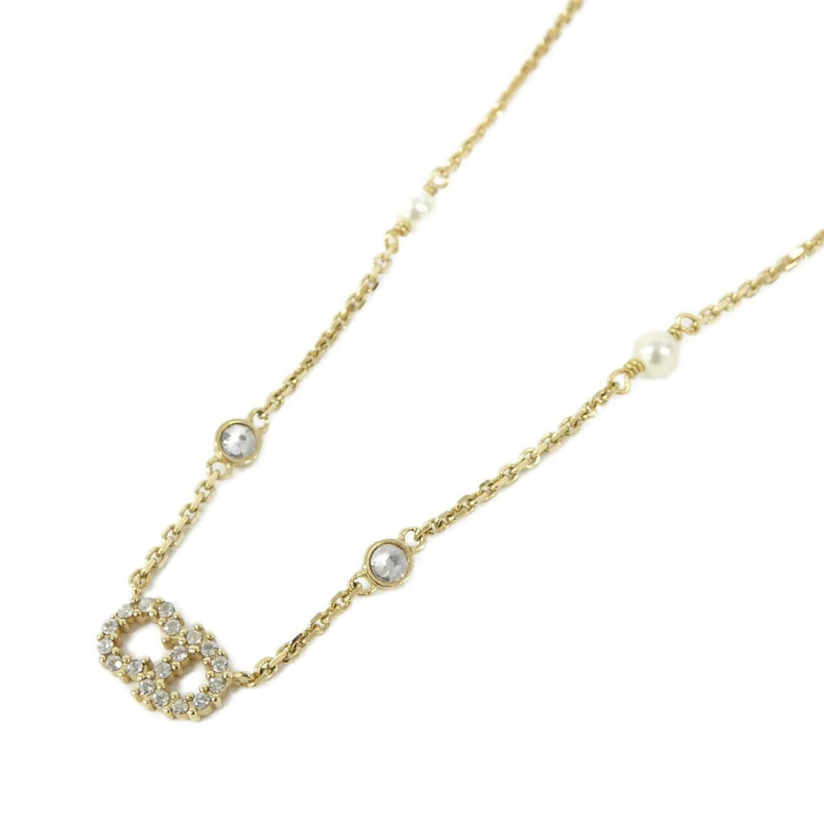 Pendant Necklace Clear Gold and White
