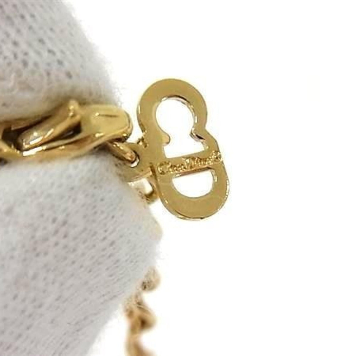 Pendant Necklace Metal and Rhinestone Gold