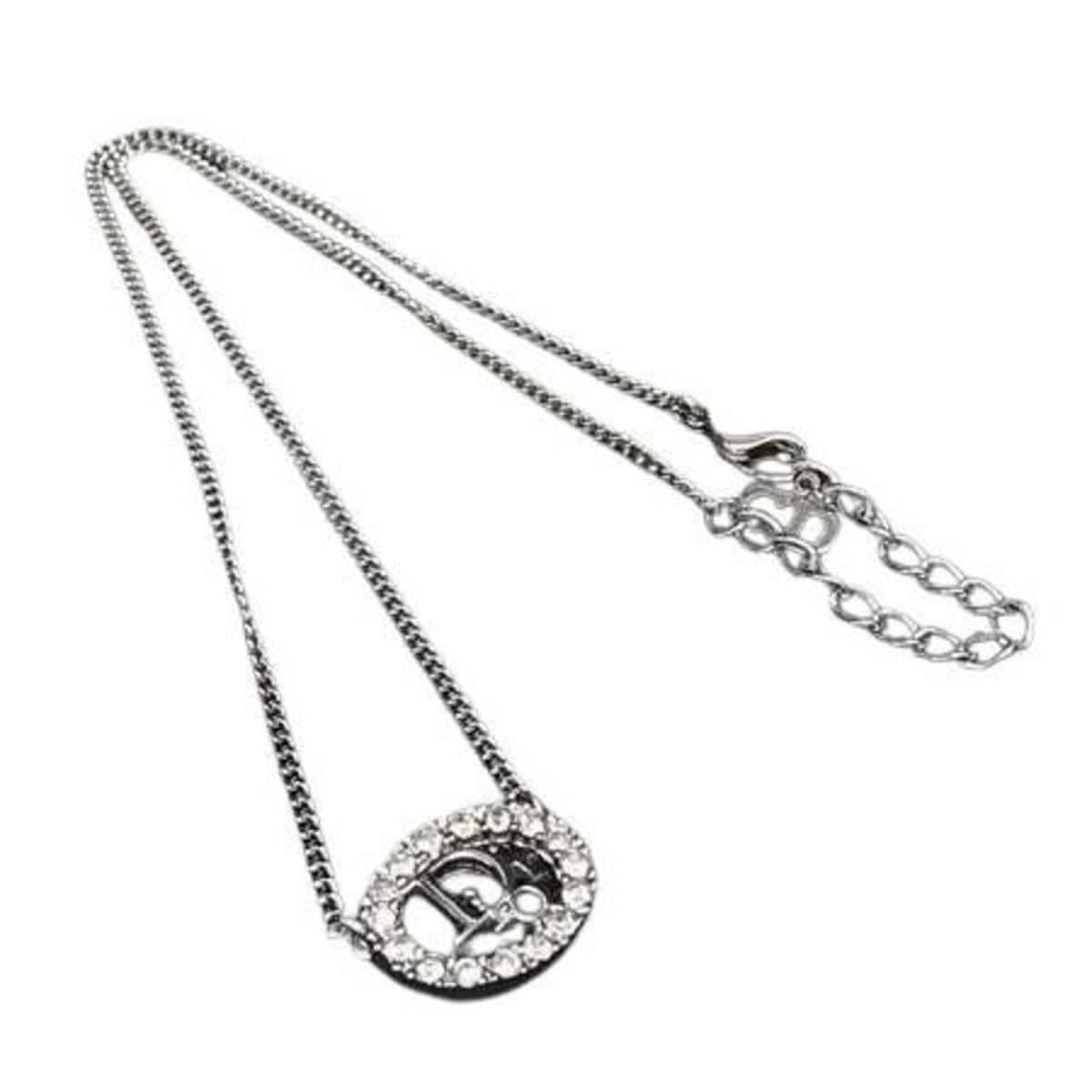 Pendant Necklace Silver Metal with Rhinestone