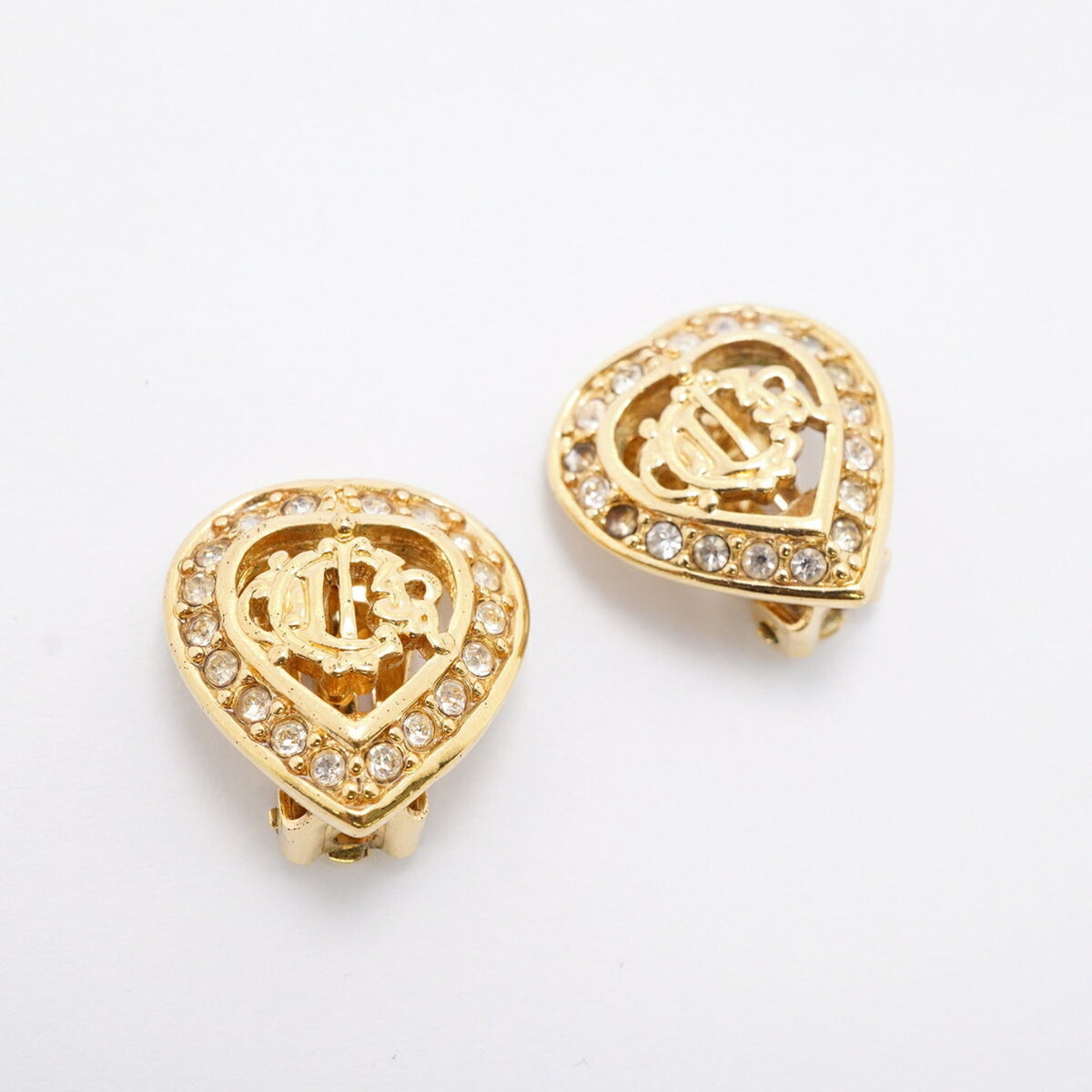 Rhinestone Clip-On Earrings Gold and Rhinestone