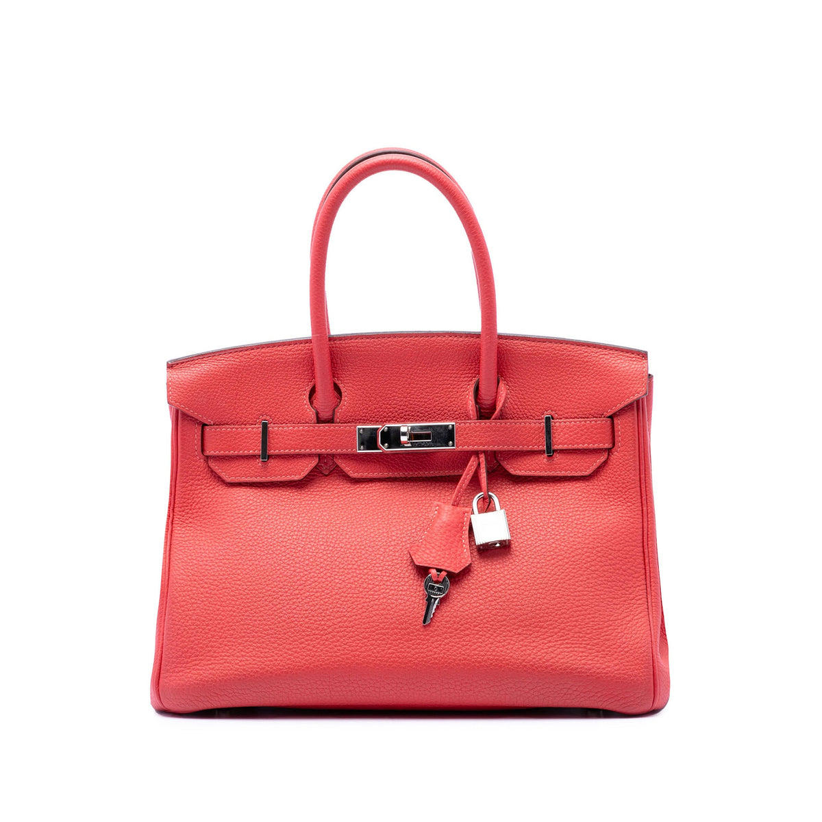 Birkin Handbag Red Clemence with Palladium Hardware 30
