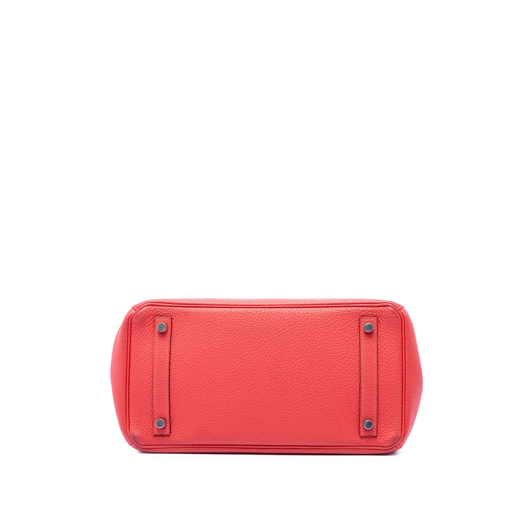 Birkin Handbag Red Clemence with Palladium Hardware 30