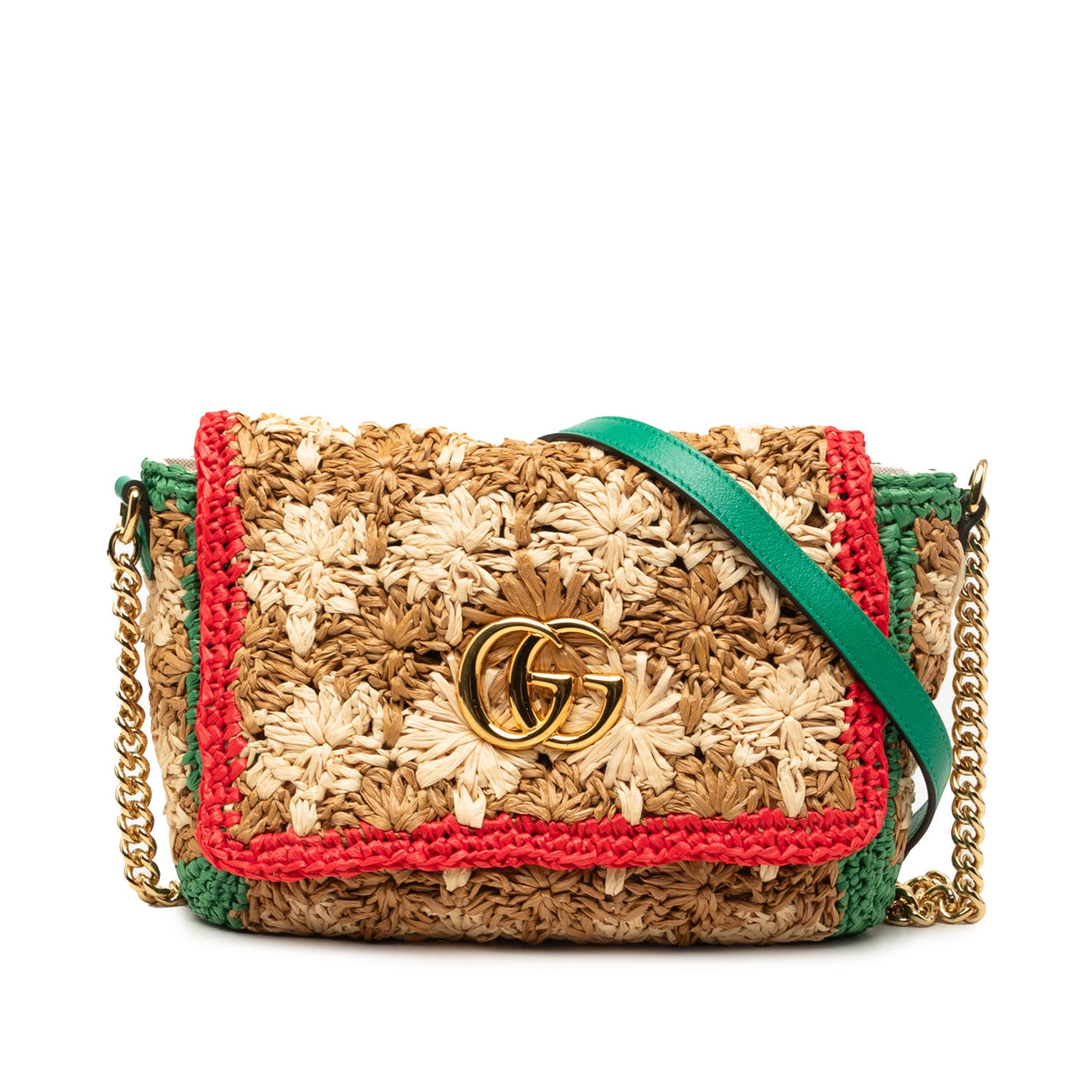 GG Marmont Flap Bag Raffia Small