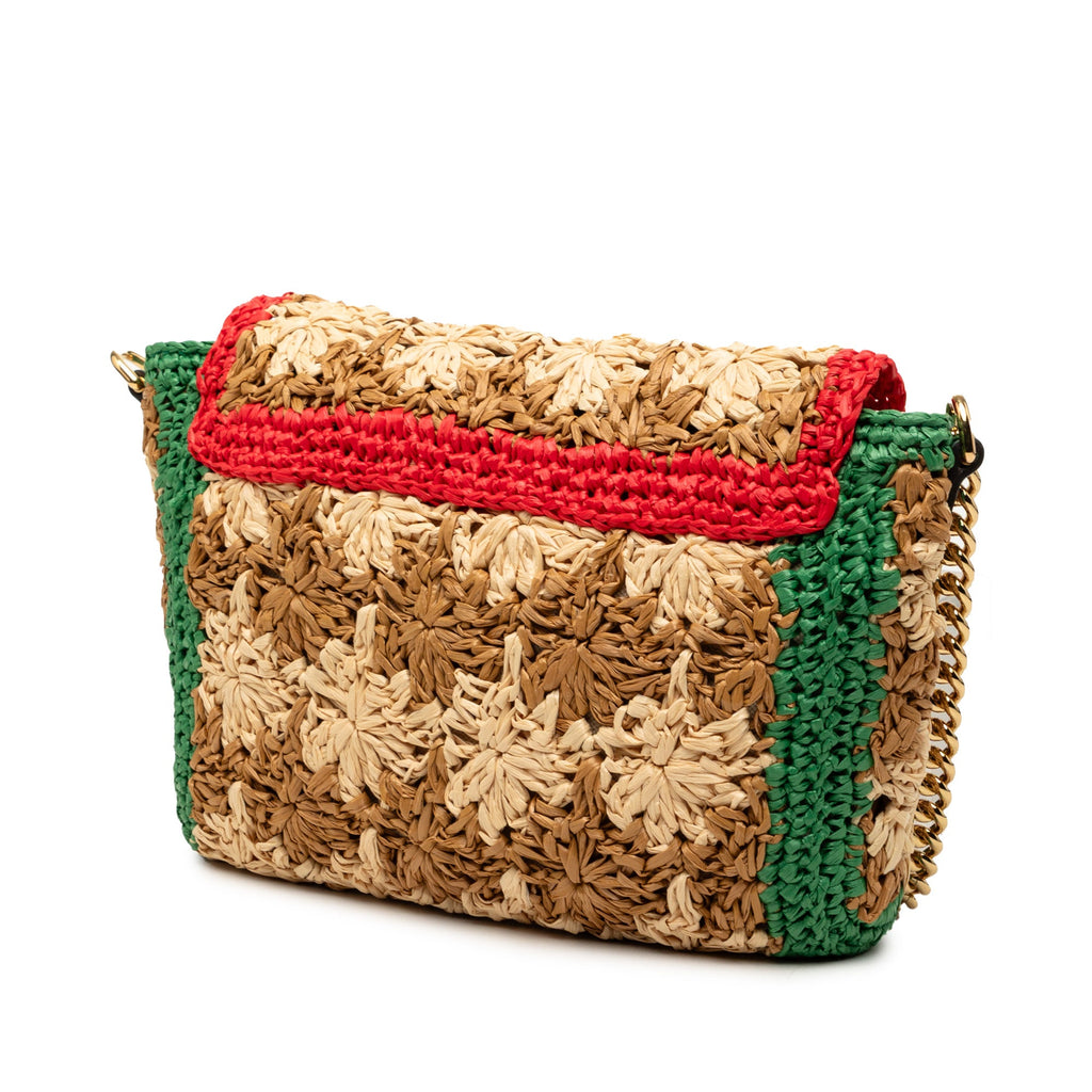 GG Marmont Flap Bag Raffia Small