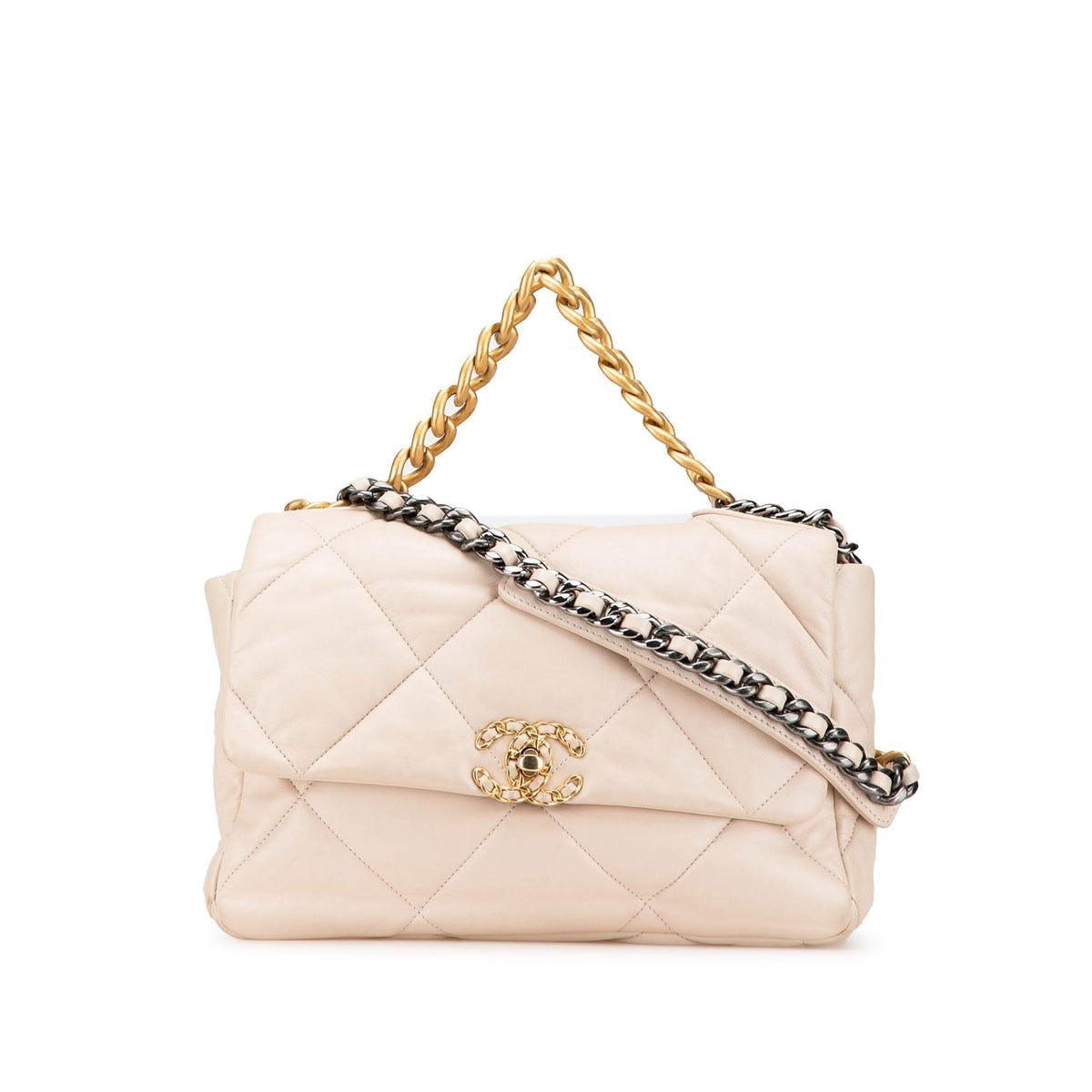 19 Flap Bag Quilted Leather Large