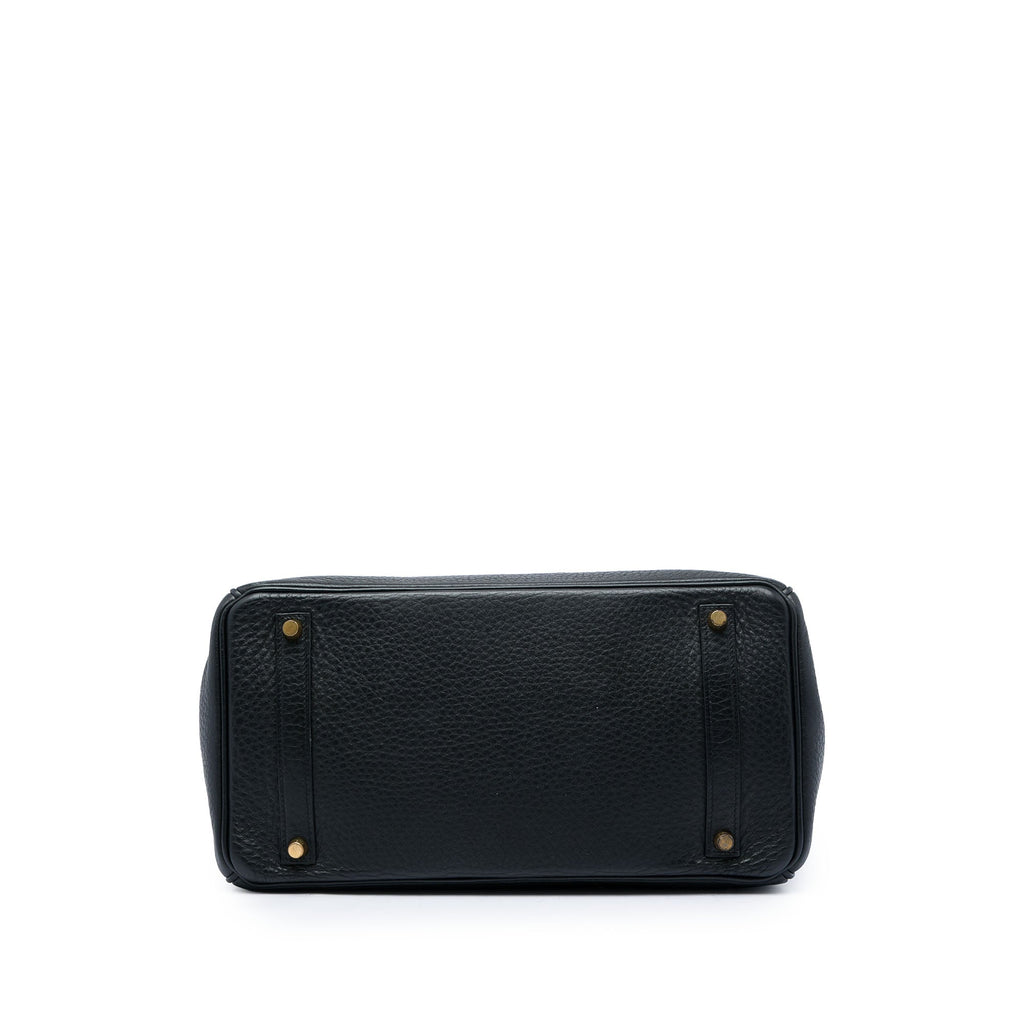Birkin Handbag Black Clemence with Gold Hardware 35