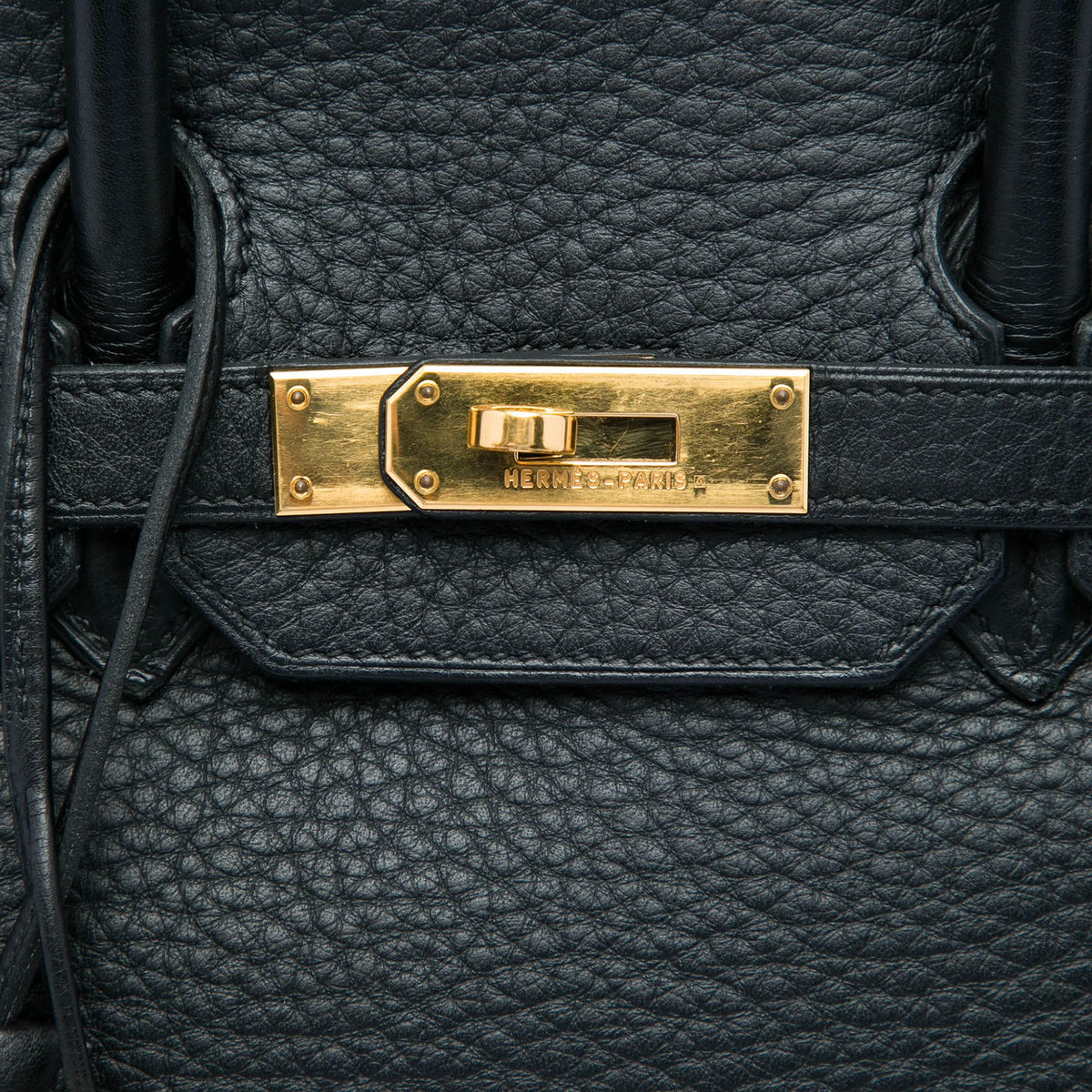 Birkin Handbag Black Clemence with Gold Hardware 35