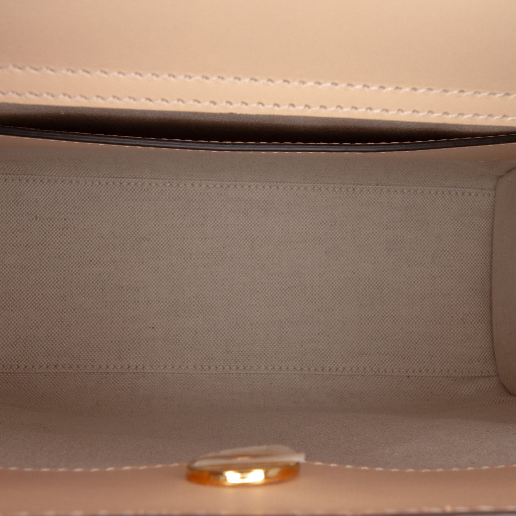 Diana NM Logo Bamboo Handle Tote Embossed Leather Small