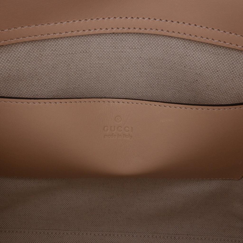 Diana NM Logo Bamboo Handle Tote Embossed Leather Small
