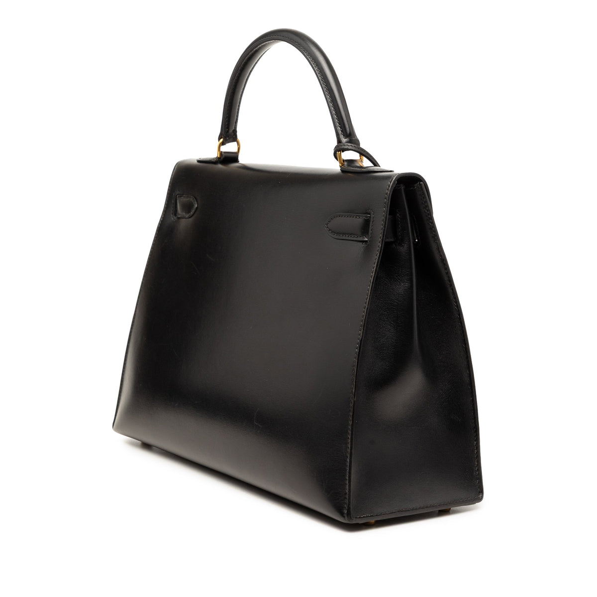 Kelly Handbag Black Box Calf with Gold Hardware 32
