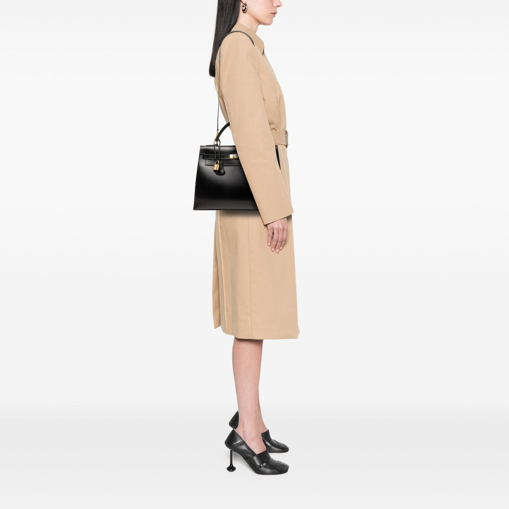 Kelly Handbag Black Box Calf with Gold Hardware 32