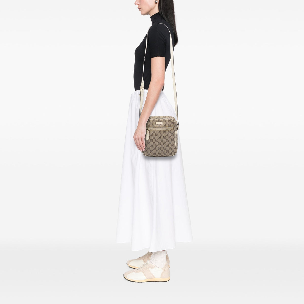 Front Zip Messenger GG Coated Canvas Small