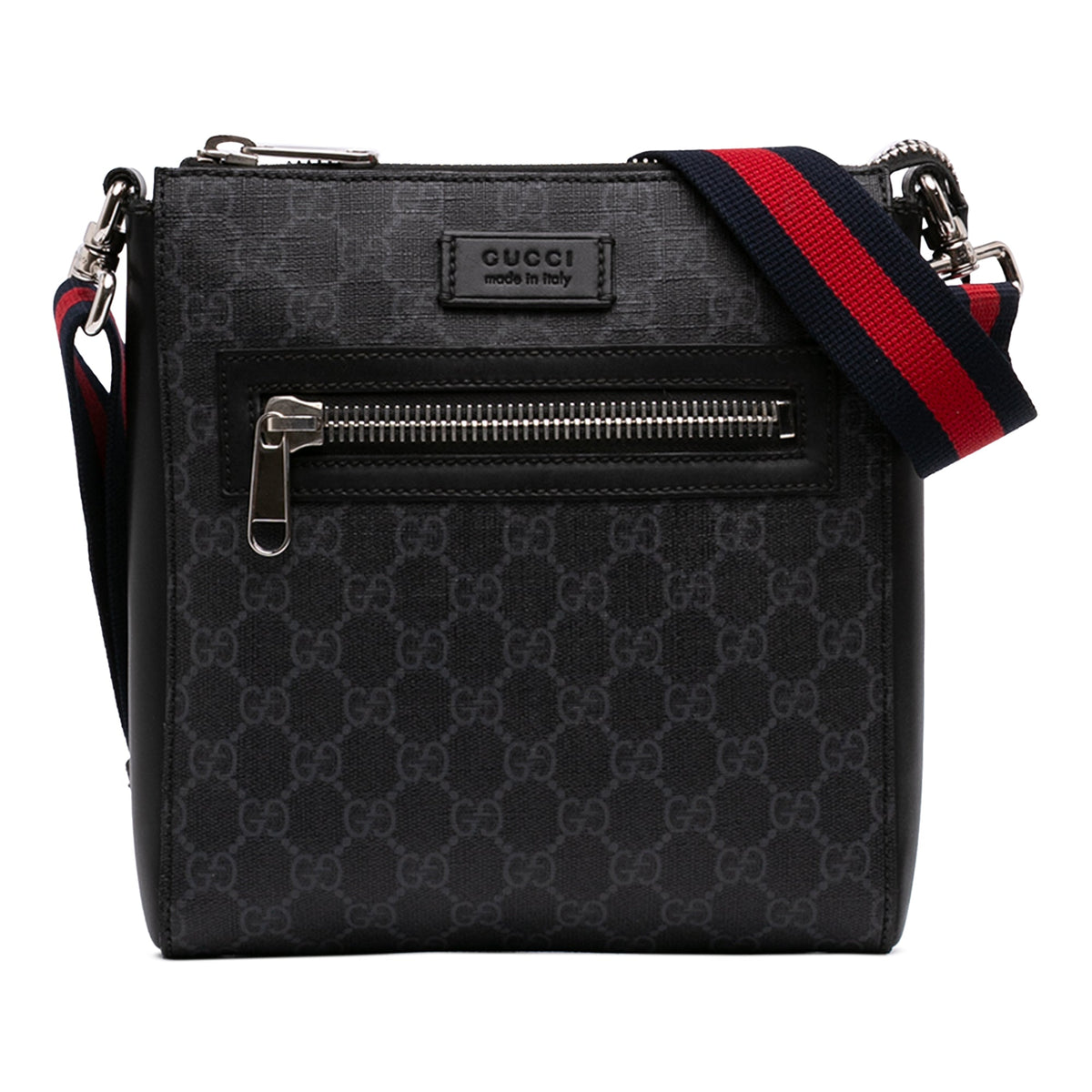 Web Strap Front Zip Messenger Bag GG Coated Canvas Small