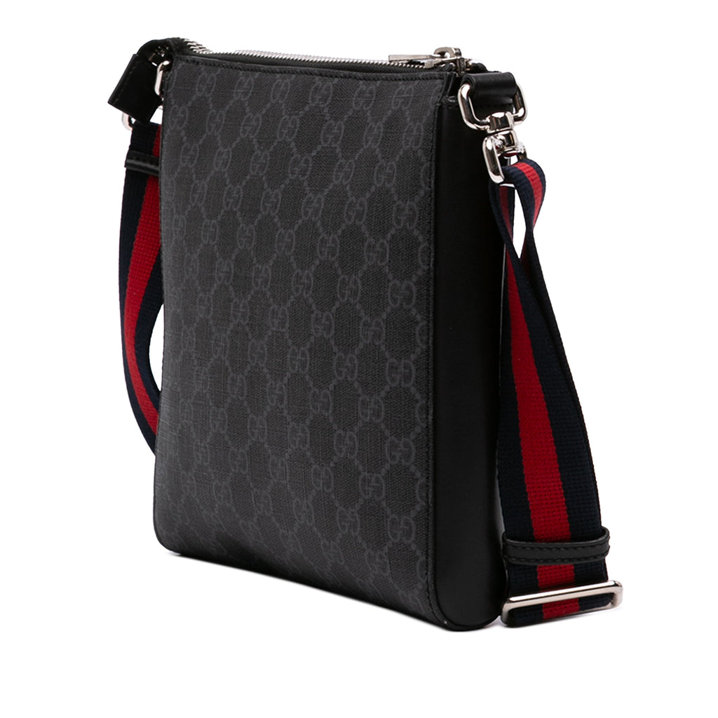 Web Strap Front Zip Messenger Bag GG Coated Canvas Small