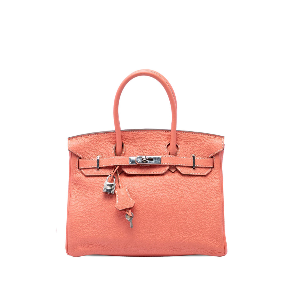 Birkin Handbag Orange Clemence with Palladium Hardware 30